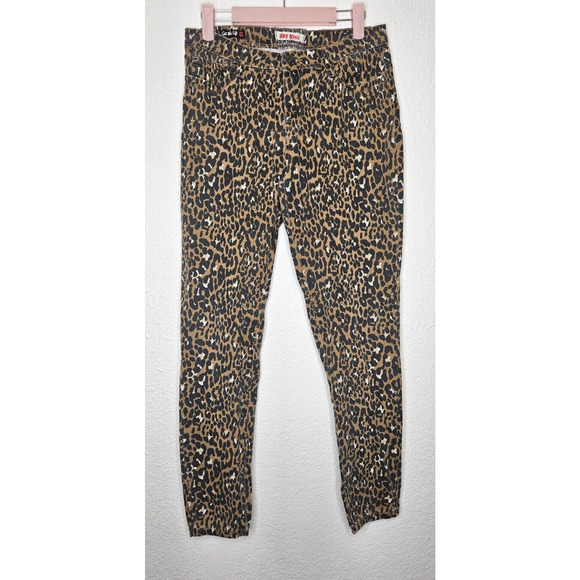 Vintage 90s Hot Kiss Womens Get the Lift Pants 11 Tan Animal Print Skinny Leg - Picture 1 of 12